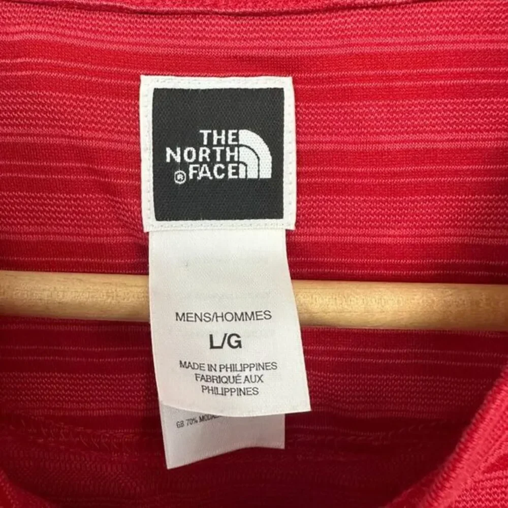 The North Face Red Striped Modal Blend T-Shirt Performance‎ Athletic Mens Large